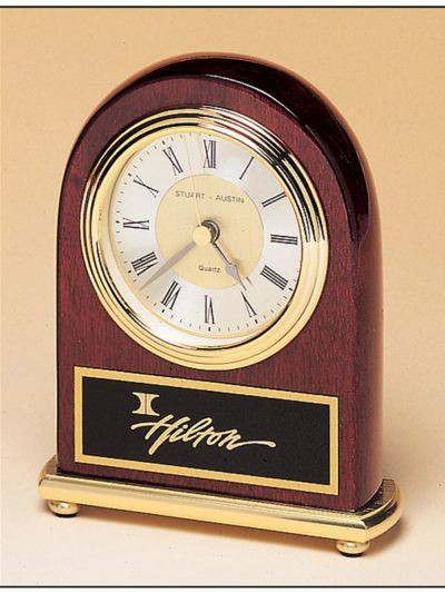 Arched Rosewood Finish with Brass Base and Diamond-Spun Dial - BC46