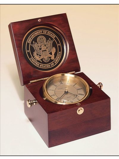 Captain's Clock, Mahogany-Finish Case with Solid Brass Housing - BC73