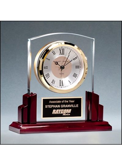 Glass Clock with Rosewood High Gloss Base - BC1028