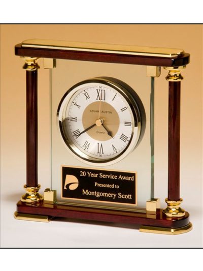 Glass and Rosewood Piano Finish Clock - BC956