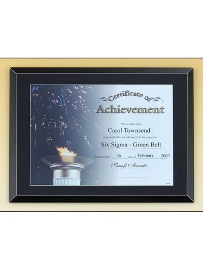 Black Glass Certificate Plaque - P4190