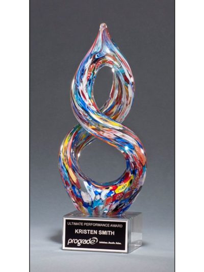Helix Shaped Multi Color Art Glass Award - 2270