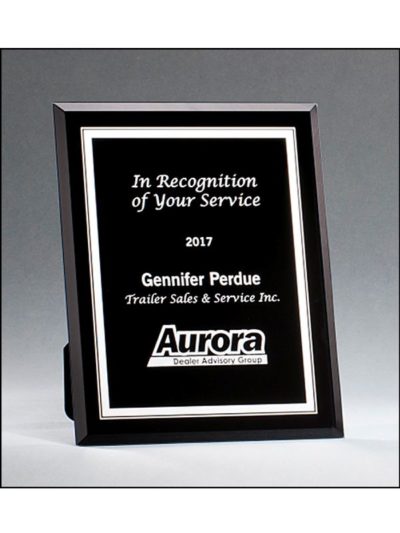 Black Glass Plaque with Silver Border - G2885