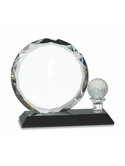 Crystal Premier Golf Trophy on Black Base - CRY026