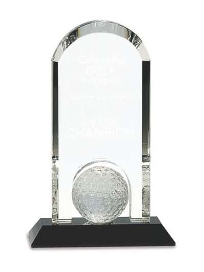 Crystal Premier Golf Trophy on Black Base - CRY308