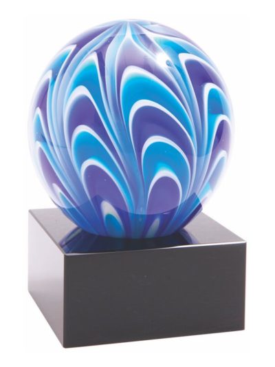 Two Tone Blue and White Sphere Art Glass - AGS55