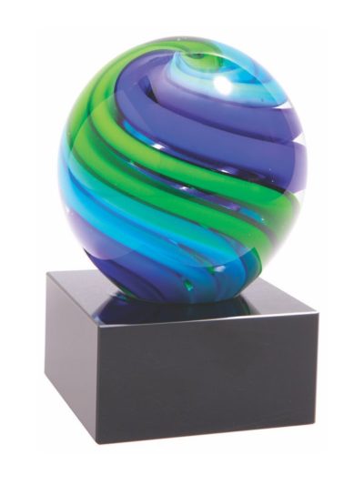 Two Tone Blue and Green Sphere Art Glass - AGS56