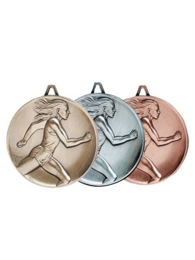 Track Female Die Cast High Relief Medal - 920823