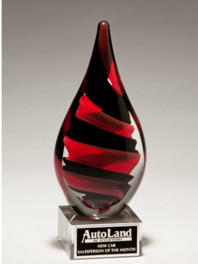 Black and Red Helix Art Glass Award - 2285