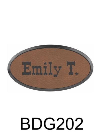 Leatherette Oval Name Badge in Frame - BDG202