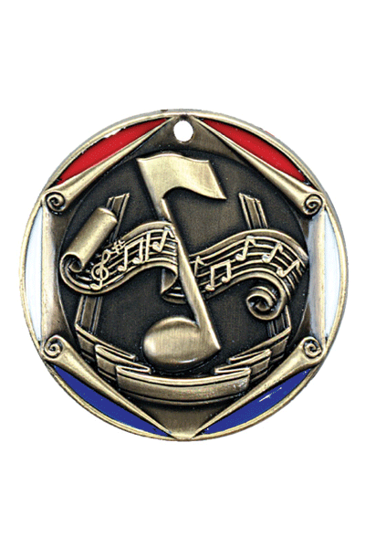 Tri-Color Die Cast Music Medal - 7074201