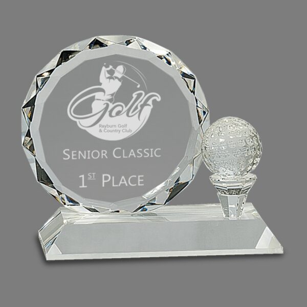 golf award Golf Crystal Round Facet Award – CRY161 Crystal Crystal product image